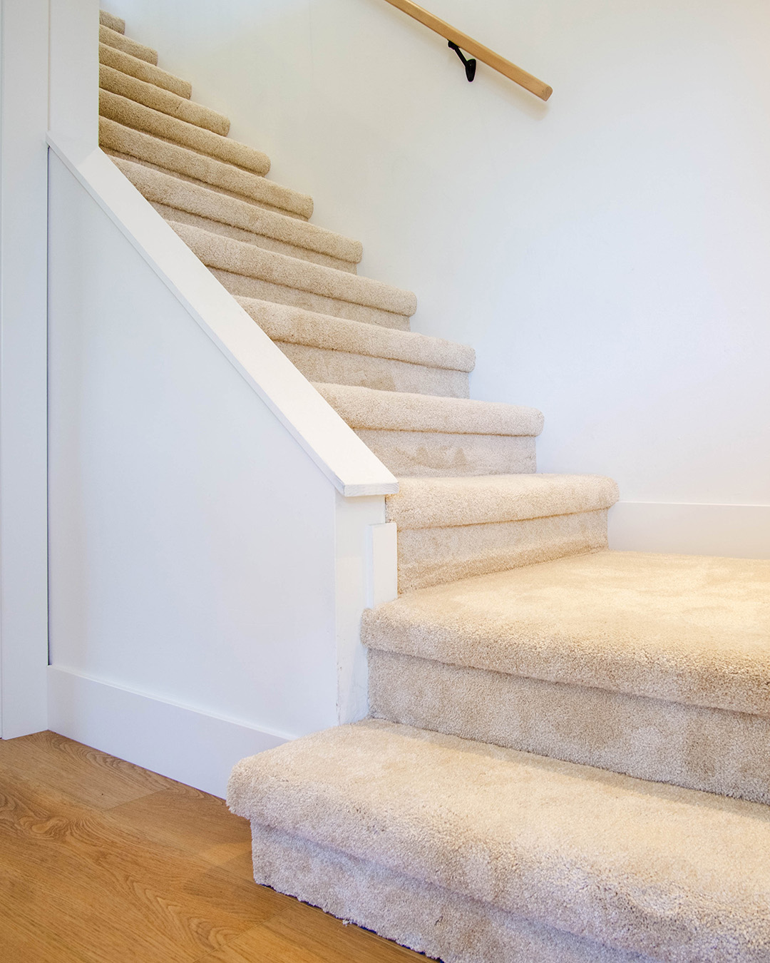 Custom wood staircase with glass railing — Ladner